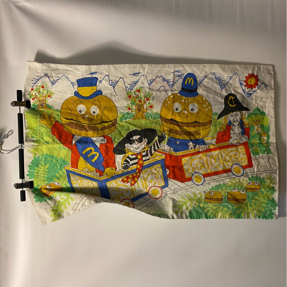 Vintage 1978 McDonald's Happy Meal gang train pillow case